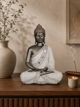 Ashnam - Meditative Buddha Decorative Showpiece Bronze & Grey