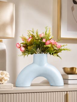 Ashnam - Half Donut Flower Home Decor Unique Abstract Vase White