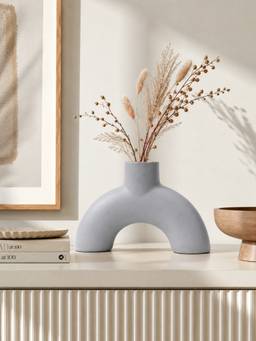 Ashnam - Half Donut Flower Home Decor Unique Abstract Vase Grey