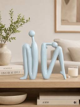 Ashnam - Thinking Man Bookend Figurine Human Sitting Sculpture White (Pack Of 2)