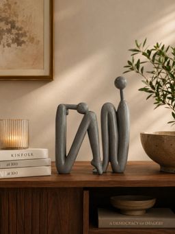Ashnam - Thinking Man Bookend Figurine Human Sitting Sculpture Ash Grey (Pack Of 2)