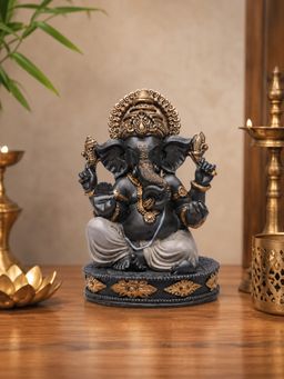 Ashnam - Round Base Ganesha Metallic Grey