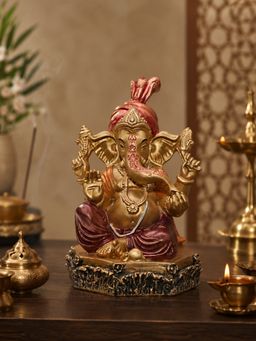 Ashnam - Pheta Ganesha Showpiece Gold & Red