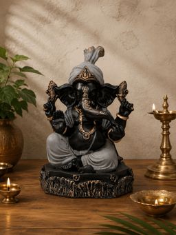 Ashnam - Pheta Ganesha Showpiece Metallic Grey