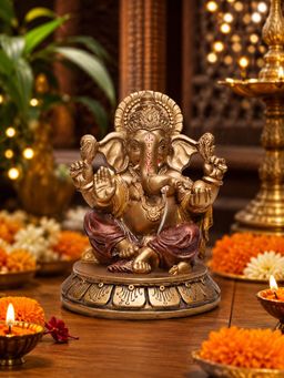 Ashnam - Ladoo Round Base Ganesha Gold
