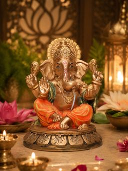 Ashnam - Ladoo Round Base Ganesha Orange
