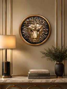 Ashnam - Lion Head Wall Art Showpieces Gold