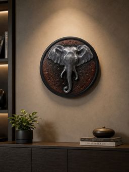 Ashnam - Elephant Head Wall Art Grey