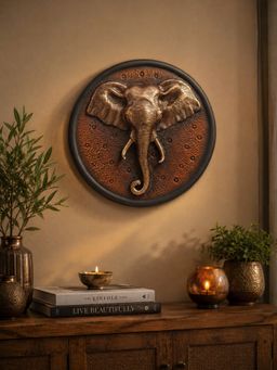 Ashnam - Elephant Head Wall Art Maroon