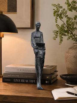 Ashnam - Reading Books Figurines Decorative Showpiece Multicolor (Pack Of 4)