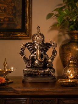 Ashnam - Siddhivinayak Ganesha Idol for Home Decor Bronze Brown