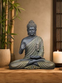 Ashnam - Blessing Buddha Decorative Showpiece Black