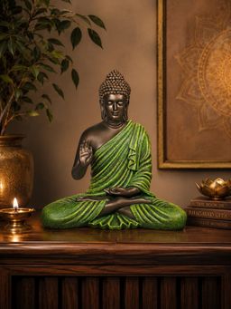Ashnam - Blessing Buddha Decorative Showpiece Green