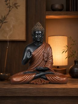 Ashnam - Blessing Buddha Decorative Showpiece Brown