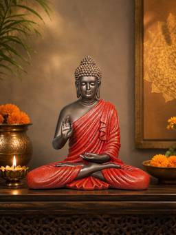 Ashnam - Blessing Buddha Decorative Showpiece Red