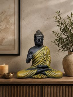 Ashnam - Blessing Buddha Decorative Showpiece Yellow