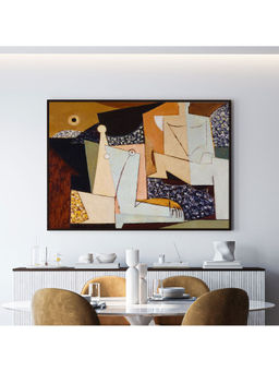 ARTCREST - Figures On A Beach Large Painting Black Box Framed Wall Art