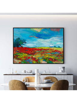 ARTCREST - Flower Fields Large Painting Black Box Framed Wall Art