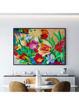 ARTCREST - Flowers Large Painting Black Box Framed Wall Art