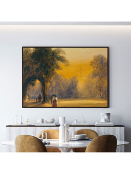 ARTCREST - Fountain In The Gardens Large Painting Black Box Framed Wall Art