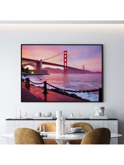 ARTCREST - Golden Gate Bridge San Francisco Large Painting Black Box Framed Wall Art