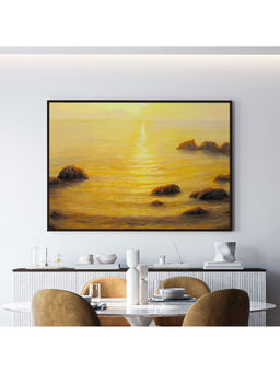 ARTCREST - Golden Sunrise Large Painting Black Box Framed Wall Art