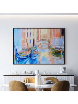 ARTCREST - Gondola In Venice Large Painting Black Box Framed Wall Art