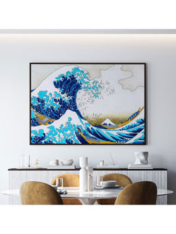 ARTCREST - Great Waves Famous Large Painting Black Box Framed Wall Art