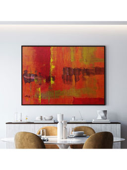 ARTCREST - Abstract Painting Black Box Framed Wall Art Multi-Color
