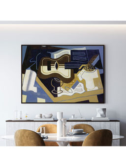 ARTCREST - Guitar And Clarinet Large Painting Black Box Framed Wall Art
