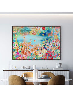 ARTCREST - Hand Painted Roses Large Painting Black Box Framed Wall Art