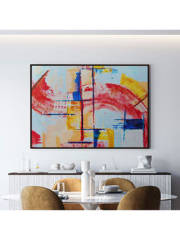 ARTCREST - Happiness Abstract Art Large Painting Black Box Framed Wall Art