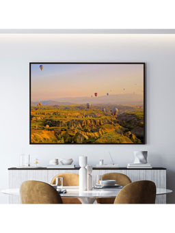 ARTCREST - Hot Air Balloons Over The Valley Large Painting Black Box Framed Wall Art