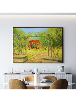 ARTCREST - In The Rose Garden Large Painting Black Box Framed Wall Art