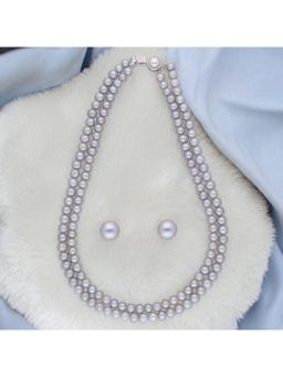 Sri Jagdamba Pearls - New Full Grey 2 String Necklace Set