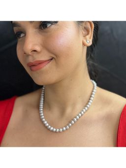 Sri Jagdamba Pearls - Simple Grey Pearl Necklace Set