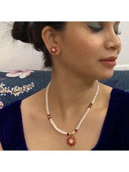 Sri Jagdamba Pearls - Abdhija 1 Line Pearl Necklace Set