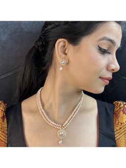 Sri Jagdamba Pearls - Siddhi 2 Line Button Pearl Necklace Set