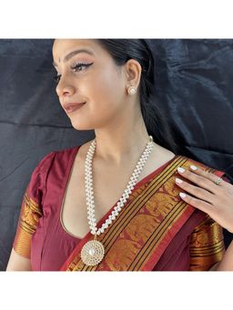Sri Jagdamba Pearls - Pearls Eeshani 1 Line Pearl White Necklace