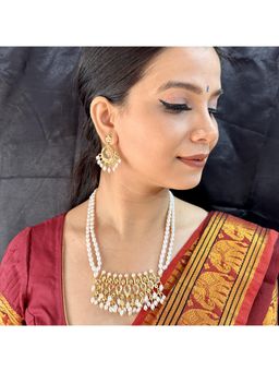 Sri Jagdamba Pearls - Pearls Dharna 2 Lines Pearl White Necklace