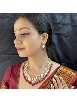 Sri Jagdamba Pearls - Pearls Odika 1 Line Pearl Purple Necklace