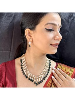 Sri Jagdamba Pearls - Pearls Jagrati 1 Line Pearl Green Necklace