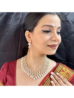 Sri Jagdamba Pearls - Pearls Hiya 1 Line Pearl White Necklace