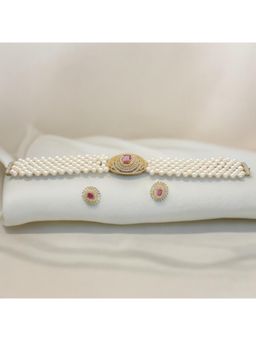Sri Jagdamba Pearls - Pearls Awfull Pearl Pink Choker Necklace