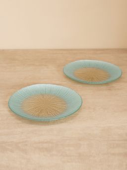 Pure Home + Living - Set of 2 Blue Radial Gradient Glass Dessert Plates