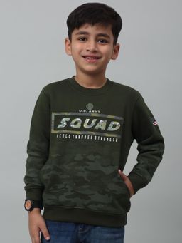 Cantabil - Green Camouflage Regular Fit Sweatshirt