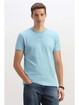 Allen Solly - Men Light Blue Printed Slim Fit T-shirt