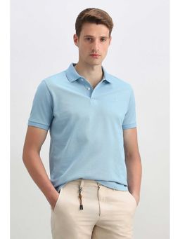 Allen Solly - Men Light Blue Textured Polo Neck T-shirt