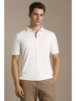 Louis Philippe - Men White Textured Polo Neck T-shirt