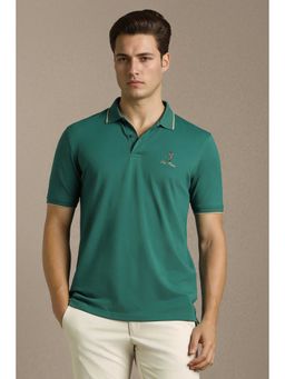 Louis Philippe - Men Green Solid Polo Neck T-shirt
